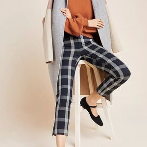 Anthropologie The Essential Slim Windowpane-Check Trousers size 2